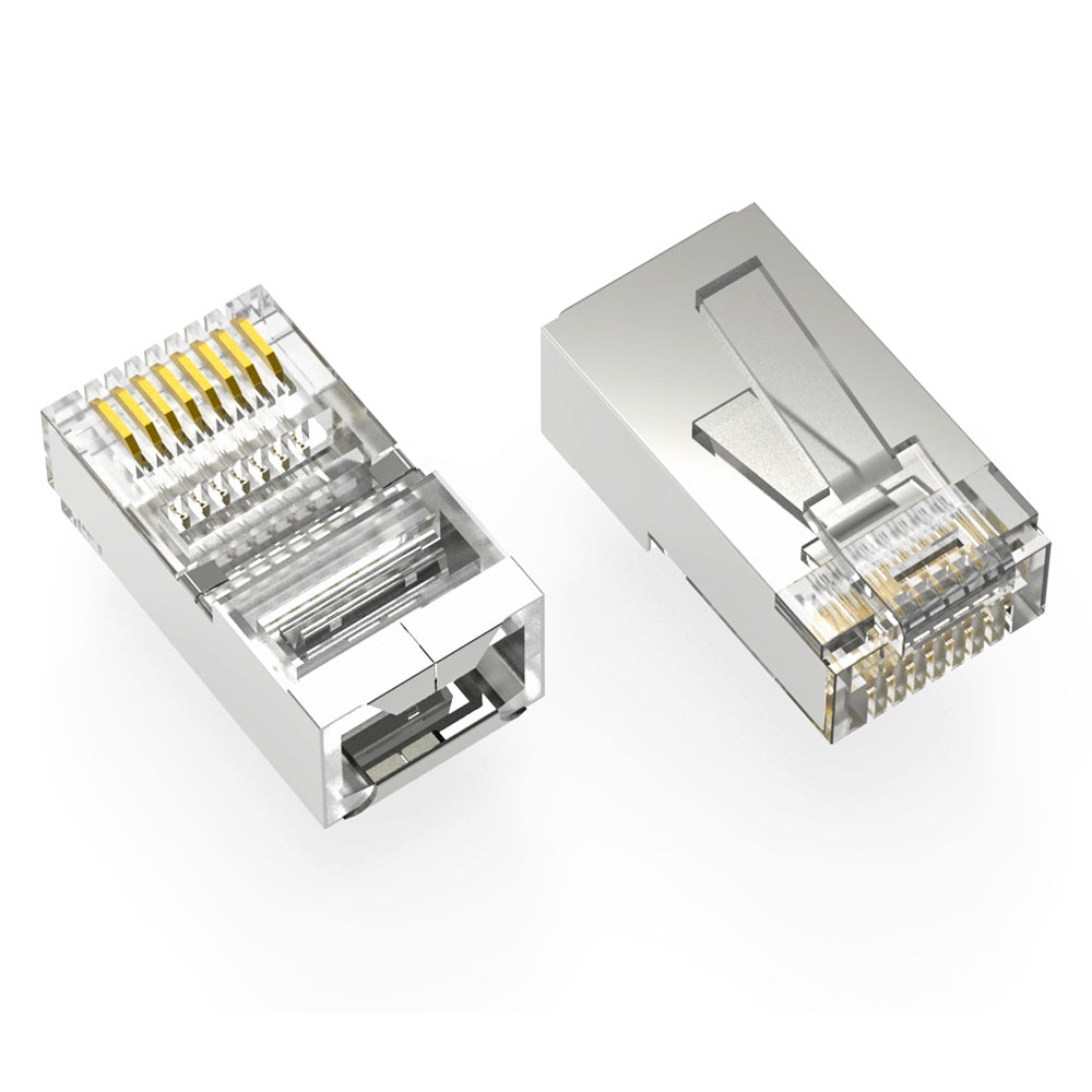 RJ45 CAT5E Shielded Plug Stranded 50 Micron 100pk RJ45 CAT5E Shielded Plug Stranded 50 Micron 100pk